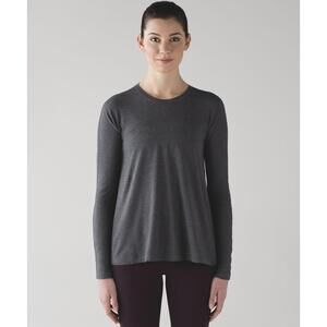 Lululemon Acadia Long Sleeve W3AMKS Heathered Pitch Grey Gray Pima Cotton Size M